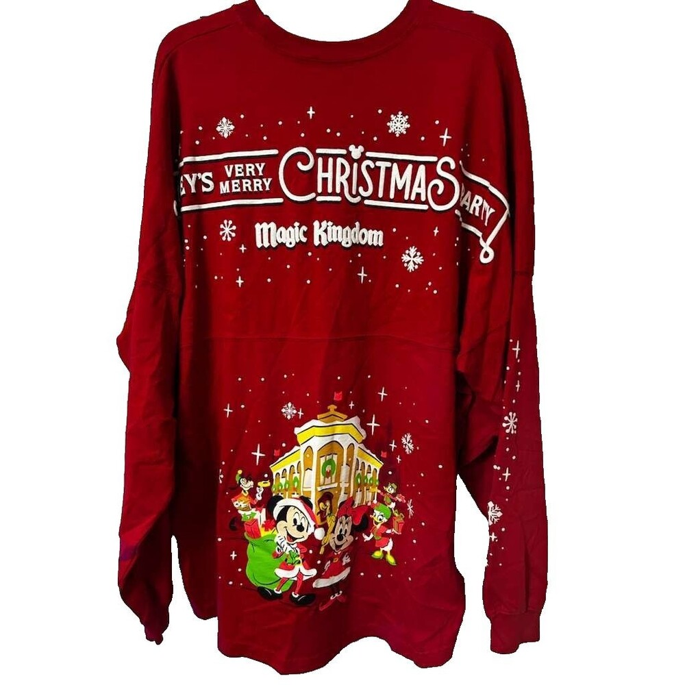 Disney Mickeys Magic Kingdom Spirit Jersey Size XL Women Red Christmas Holidays
